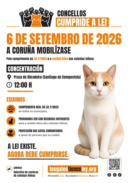 Concentración Os gatos teñen lei