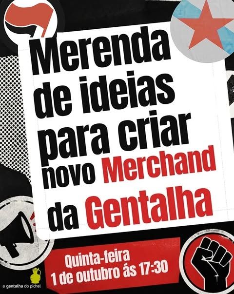Merenda de ideias para criar novo Merchand da Gentalha
Quinta feira 1 de outubro ás 17:30